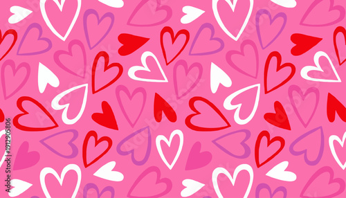 zc ai generates vibrant hearts on pink background with white red purple