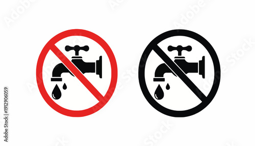 Water Drought Warning Signs Prohibit Tapping Faucets Outdoors