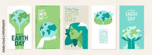 Earth Day posters showcase global environmental awareness through illustrations