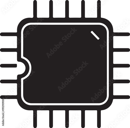 Microchip CPU Processor Icon Vector Illustration Isolated on White Background