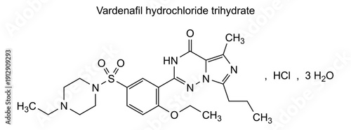 Vardenafil hydrochloride trihydrate, chemical structure of vardenafil hydrochloride trihydrate, drug substance
