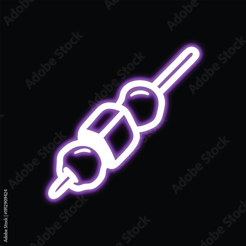 Dango Skewer Neon Light Illustration - Japanese Sweet Treat