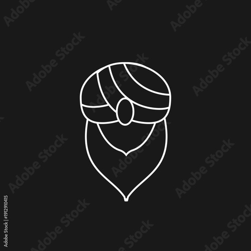 Minimalist Line Art Icon of a Man with Turban, Simple Stylized Outline Design
