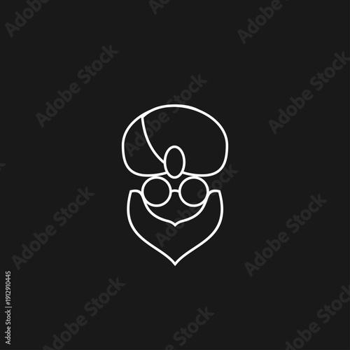 Sikh Man Outline Avatar Icon with Turban, Glasses, Mustache, and Beard template design
