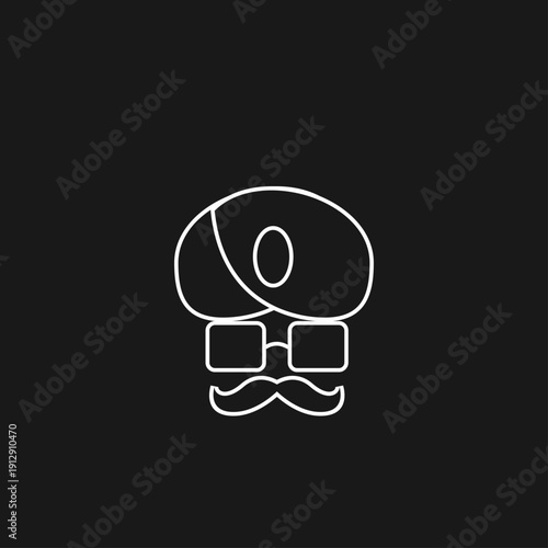 Outline Indian Man Avatar Icon with Turban, Sunglasses, and Mustache