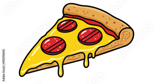 Delicious slice of pepperoni pizza with melted cheese and crusty bread