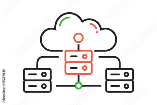 cloud computing line icon set server 