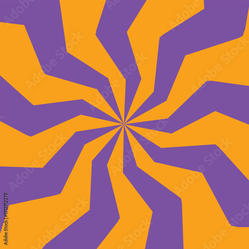 Purple and Orange Zigzag Sunburst Background - Retro Pop Art Design