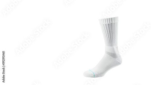 Blank white socks design mockup, isolated, clipping path. Pair sport crew cotton sock wear mock up. Long clear soft cloth stand presentation. Men basketball, football, tennis plain apparel template.