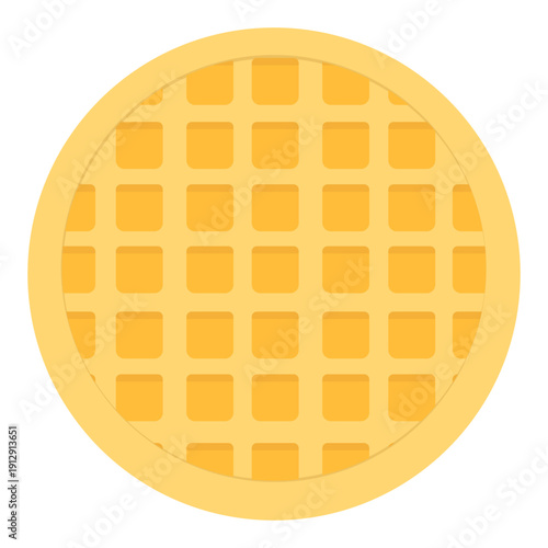 Belgian waffle top view sweet breakfast dessert. Illustration vector