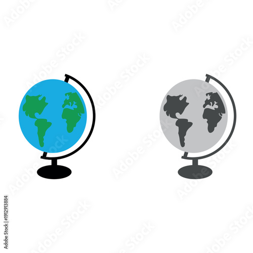 Earth globes isolated on white background. Flat planet Earth icon. Vector illustration.