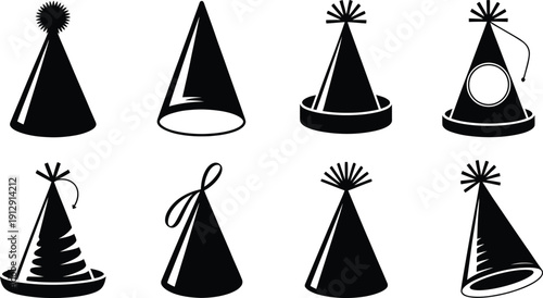 Creative variations of party hats in different styles and designs