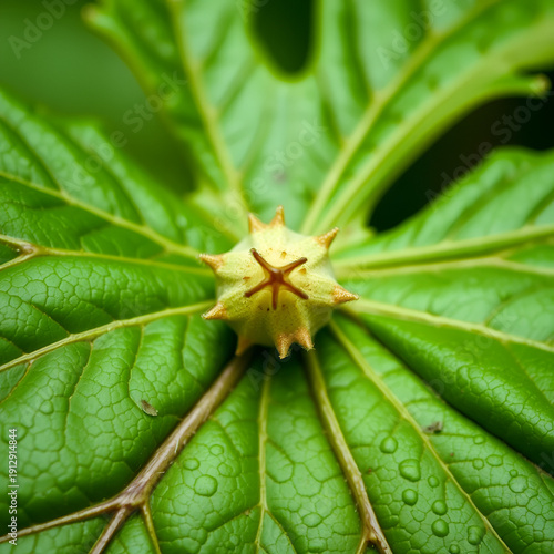 Horse-Chestnut (Aesculus hippocastanum). Leaf Closeup