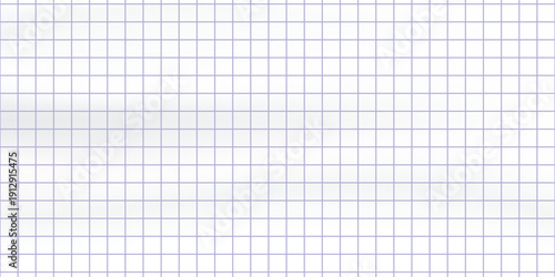 Crumpled blue checkered paper texture realisric vector illustration. White blank notebook sheet with grid  wrinkle and crease effect  note page mock up  educational template