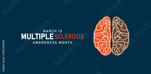 March is national Multiple Sclerosis Awareness Month background. Banner, placard, card, and poster design template 