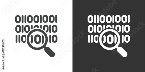 Binary Data Analysis icon. Solid glyph series icon