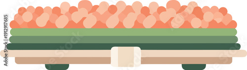 Minimalist Vector Sushi Roll Illustration with Salmon Roe and Seaweed on Wooden Tray