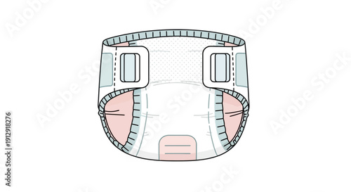 Baby bib illustration for feeding with pink accents and adjustable straps