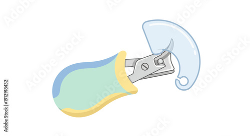Illustration of a baby thermometer with a digital display and pacifier attachment for infant temperature measurement