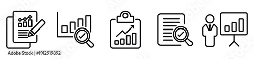 Modern Financial Reporting and Analytics Solid Icons