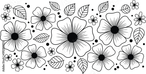 Black and white floral border frame design