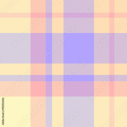 Wrapping plaid tartan vector, rug check texture textile. Conceptual pattern seamless background fabric in light and peach puff colors.
