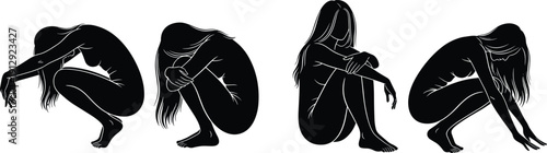 Black silhouettes of diverse professional artists painting on canvases with easels and palettes in a creative studio workshop isolated on white background for design