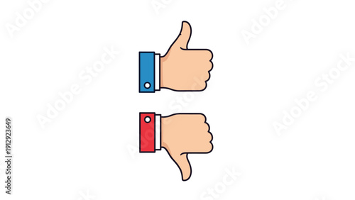 Simple conceptual illustration shows a blue sleeve with a thumbs up hand and a red sleeve with a thumbs down symbol for feedback.