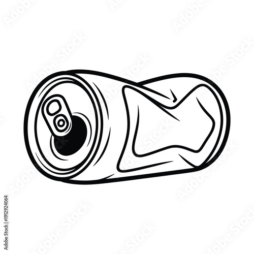 Crushed aluminum can illustration with a visible opening and textured surface