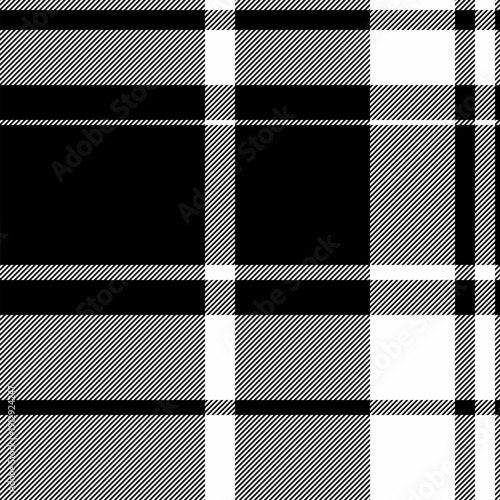 Fashionable background texture seamless, network check tartan plaid. Kingdom fabric pattern vector textile in black and white colors.