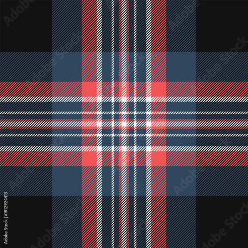 Packaging seamless texture vector, direct check fabric textile. Xmas background pattern tartan plaid in cyan and black colors.