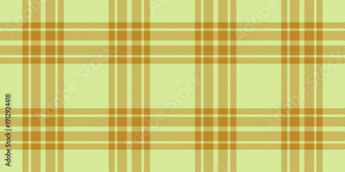 Damask seamless fabric background, scrapbook tartan plaid texture. Packing vector check textile pattern in lime and amber colors.