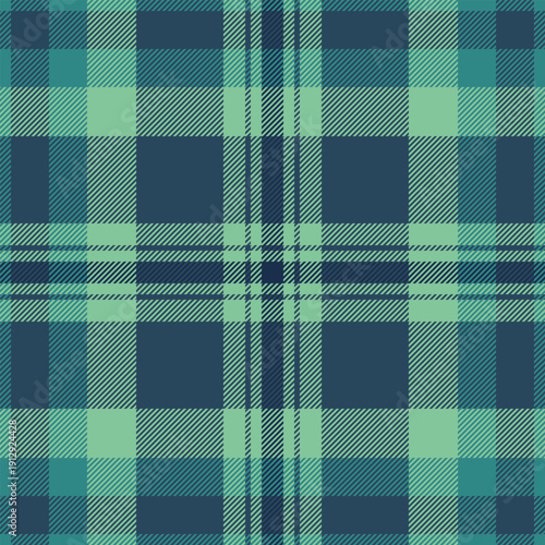 Good pattern seamless fabric, minimal plaid texture check. Britain vector textile background tartan in cyan and green colors.