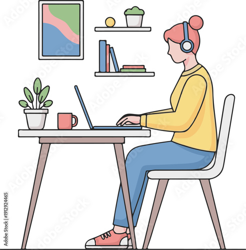 woman working on laptop