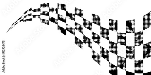 Race flag grunge background, car rally or motocross finish flag with vector checker pattern. Grunge race flag for car racing sport or bike speedway, motorsport