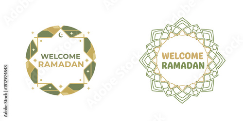 "Welcome Ramadan" greeting vector with simple design. Vektor, icon, set icon, minimalist, flat, illustration