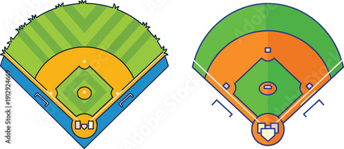 Cartoon baseball diamond field layout game plan graphics