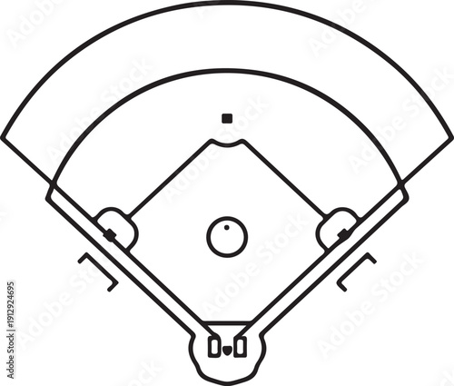 Photos Simple black and white line drawing diagram of baseball field layout