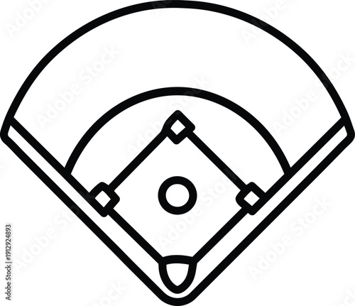 Simple black and white icon representing baseball diamond layout design
