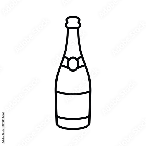 Simple line drawing of a classic champagne bottle with a narrow neck