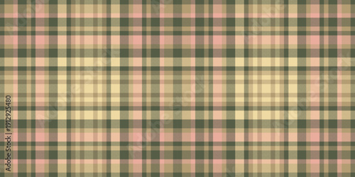 Pastel check fabric vector, sewing tartan seamless texture. Choice pattern textile plaid background in amber and pastel colors.