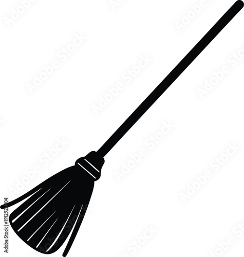 black broom isolated on white