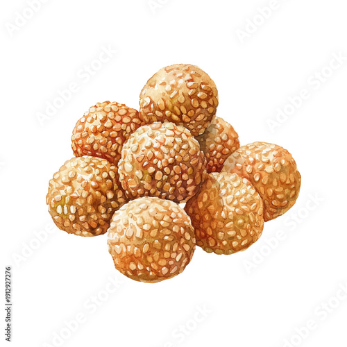 chinese sesame balls hand drawn illustration
