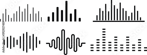 Various sound wave and audio equalizer graphic representations collection