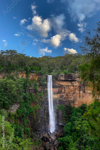 Beautiful flowing River in Fitzroy water Falls in Bowral NSW Australia beautiful colourful cloudy skies lovely waterfalls