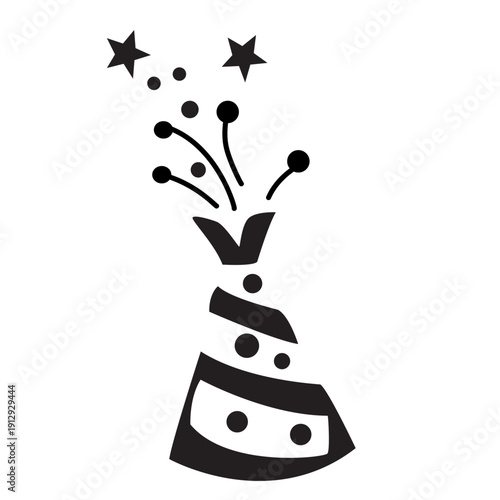 Confetti party hat logo ideal for events, birthdays, or festive apps needing excitement, whimsy, and vibrant minimalism.