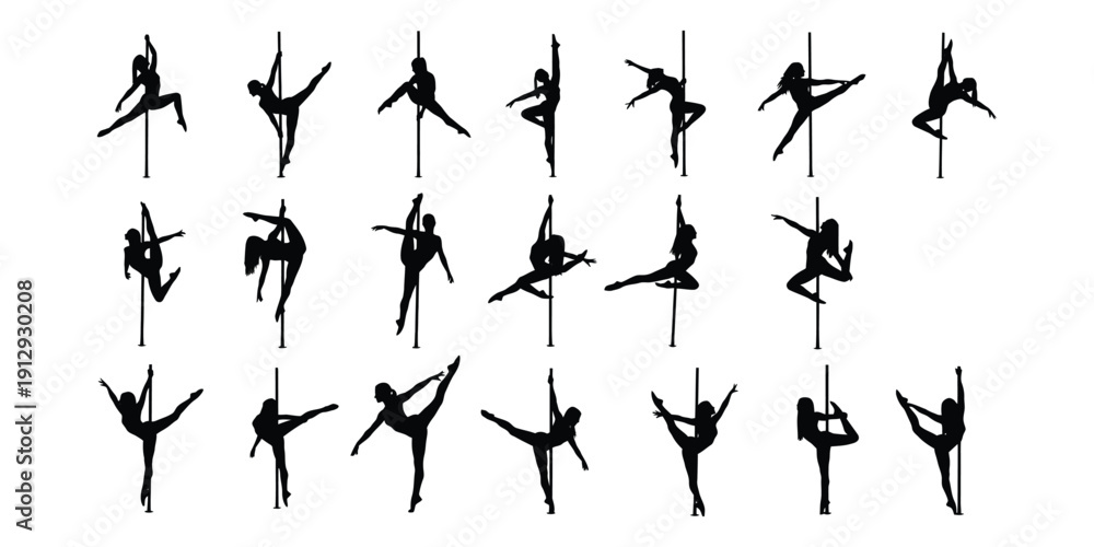 Fototapeta premium Pole dance icon. set of pole dancer icon.