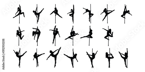 Pole dance icon. set of pole dancer icon.