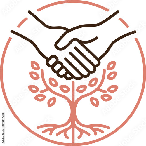 Handshake Tree Circle Logo Trust Growth Business