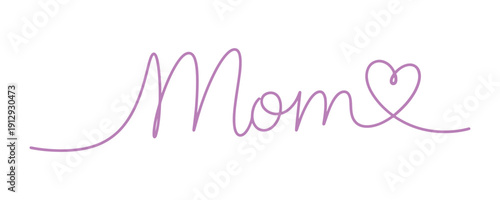 Mom in a line art style with a heart, outlined design, isolated vector illustration on a white background, perfect for Mother’s Day, birthdays, banners, and greeting cards.